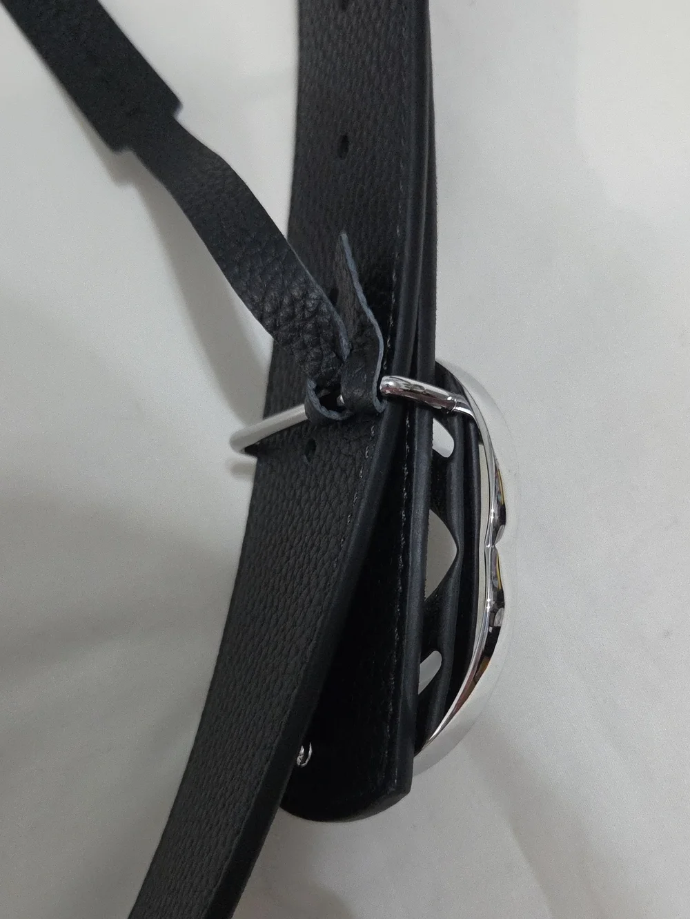 Gucci Black Leather Monogram Belt Silver Double GG Buckle